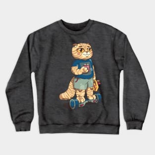 cat on Hoverbot Crewneck Sweatshirt